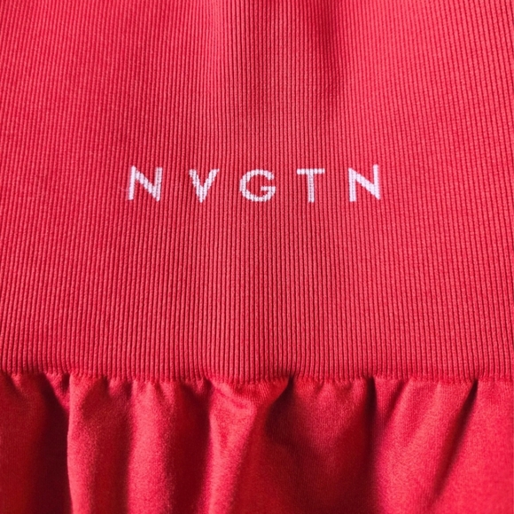 NVGTN Red High Waisted Solid Seamless Leggings XS Stretch Nylon Spandex Gym - Picture 8 of 8